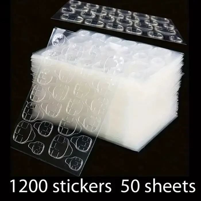 1200-240 Ultra-mince 50-10 feuilles Double face Gel ongles autocollants gelée colle Super collant imperméable