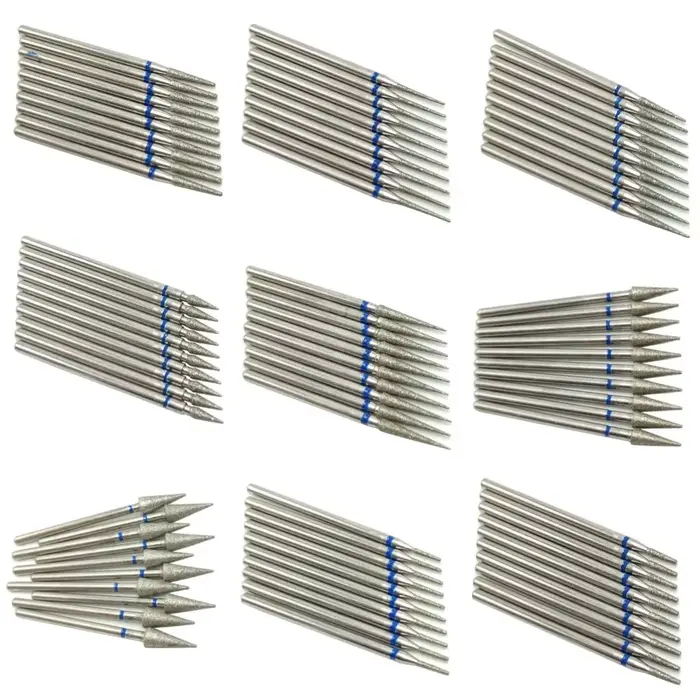 10 pièces ensemble diamant foret à ongles rotatif fraises électriques pour pédicure manucure fichier