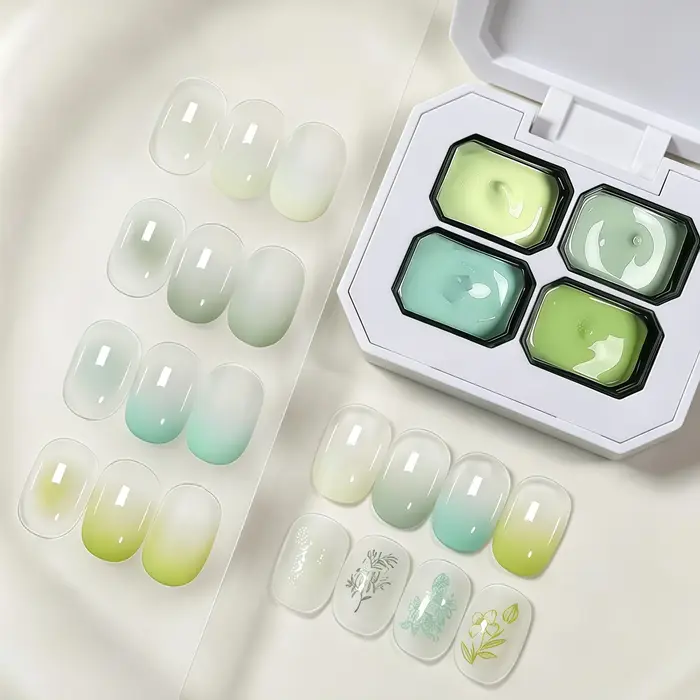 Gel de peinture pour ongles semi-permanent 4 couleurs dégradé vert