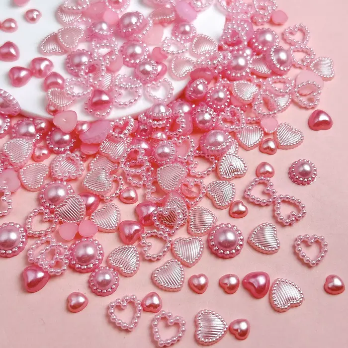Breloques rondes minimalistes pour ongles, couleur unie, tournesol, perles artificielles réalistes,