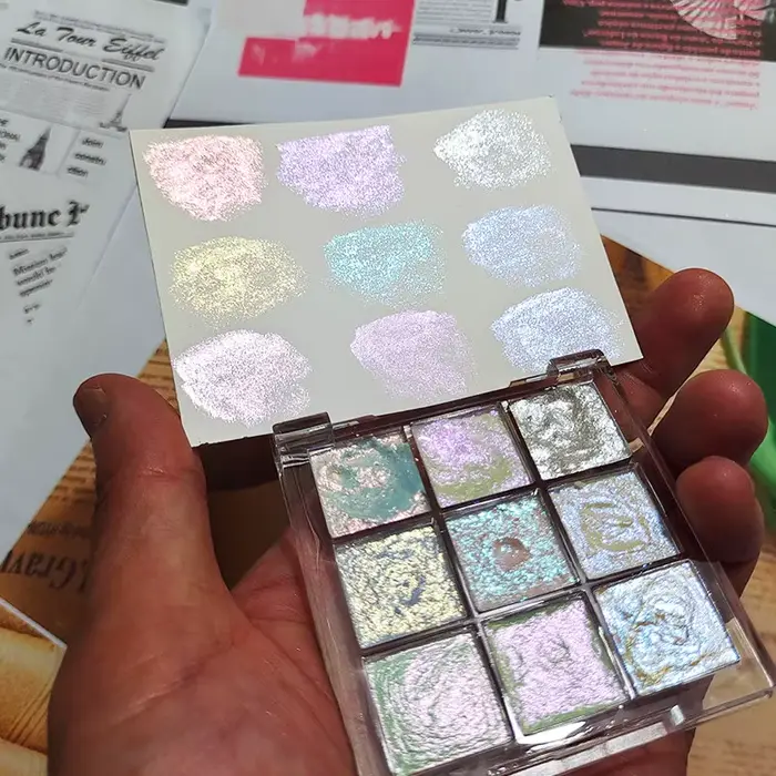 9 couleurs ongles couleur Pure Pigment Aurora Pearl Nail Art aquarelle métal Palette peinture Chrome caméléon poudre
