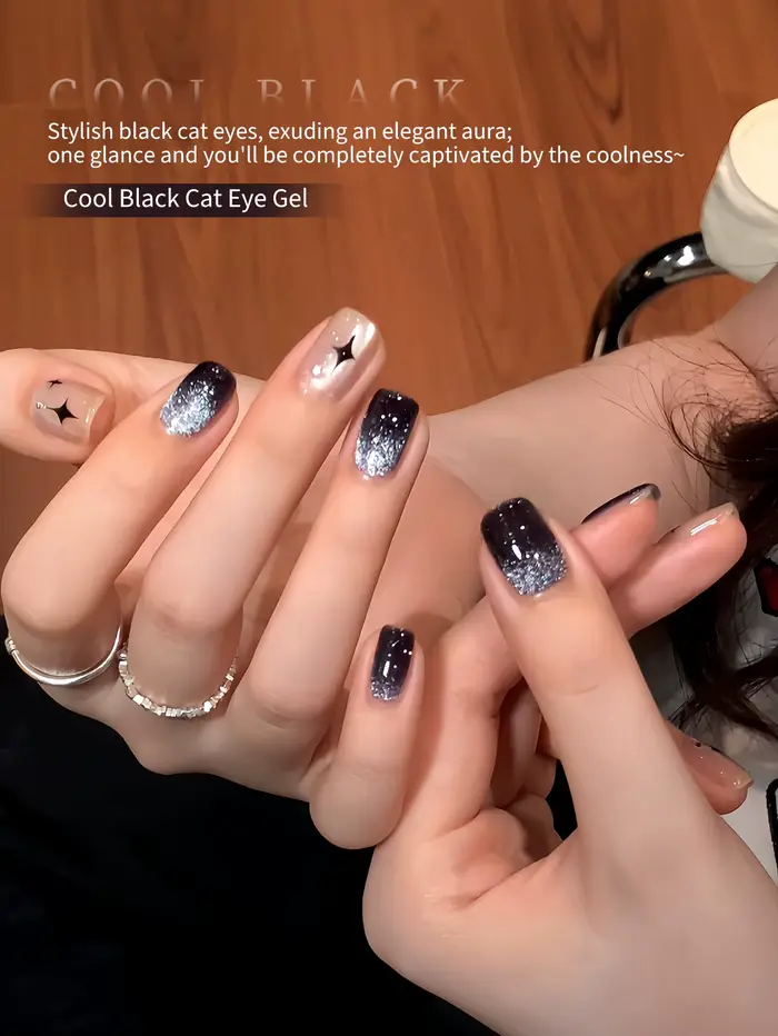 Vernis à ongles gel effet œil de chat noir brillant réfléchissant 16ml