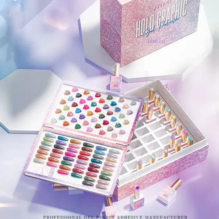 Eleanos nouveau 48 pièces paillettes Laser Gel vernis à ongles ensemble avec livre de couleur