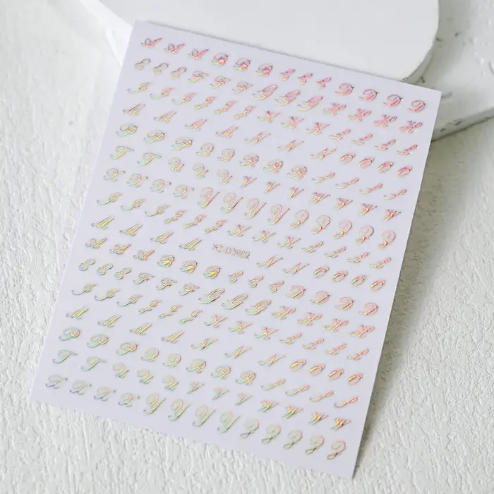 Autocollants pour ongles avec lettres romaines 3D