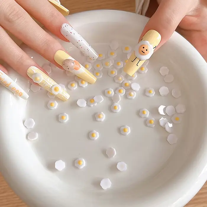 Mini œufs pochés 3D, décorations pour Nail Art