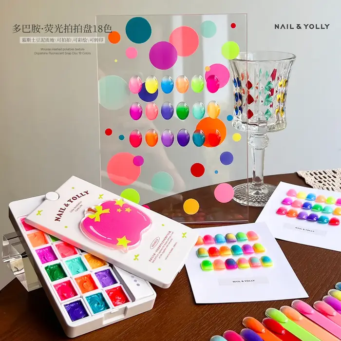 NAIL & YOLLY 18 couleurs 3D peint solide Gel paillettes UV Gel vernis Palette ongles crème Art Semi Permanent tremper