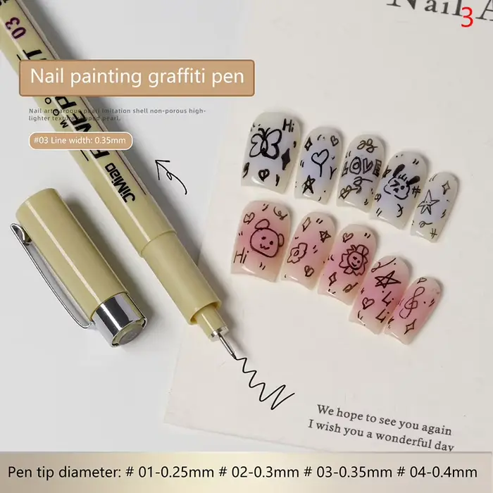 Stylo de dessin pour nail art, gel graffiti, imperméable, pour traçage de lignes et détails, outils