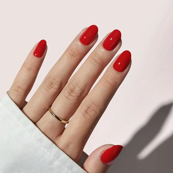 24 pièces ongles rouges courts ovales faux ongles presse ongles épais faux ongles moyen amande ongles presse ongles acryliques réutilisables