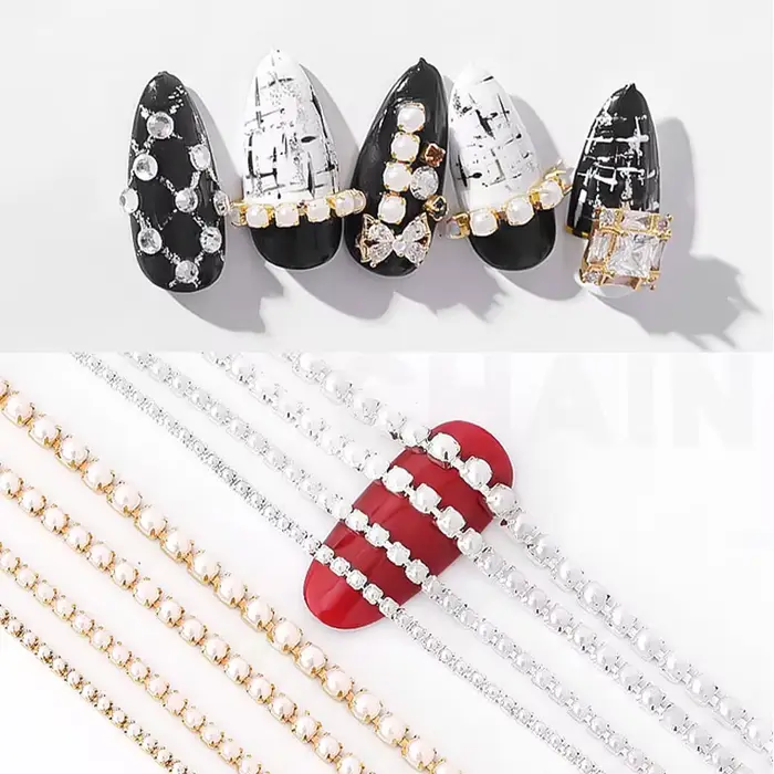 Chaîne d'ongles en cristal strass