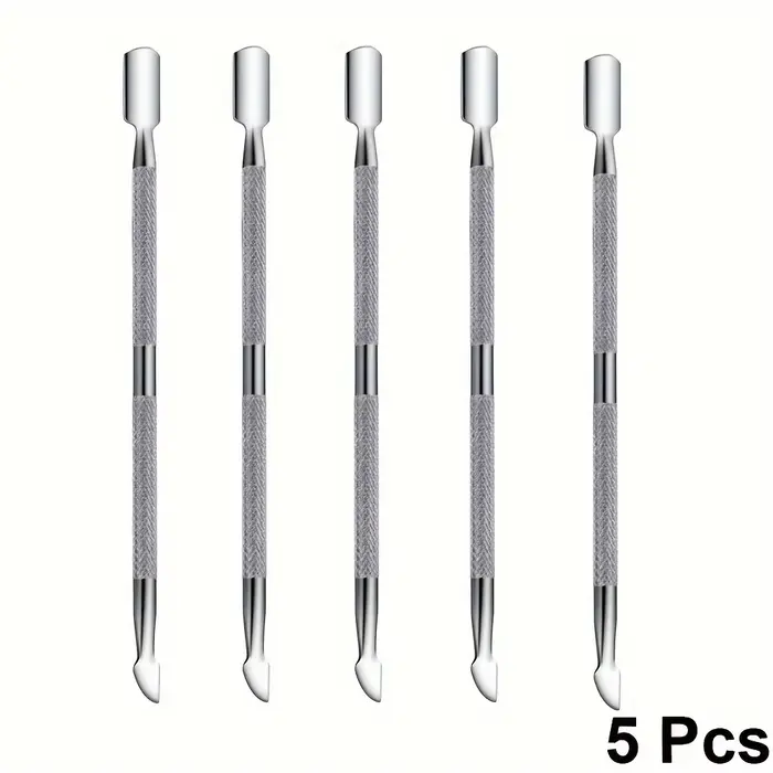 Kit de dissolvant de cuillère à Double extrémité en métal, poussoir à cuticules en acier inoxydable,