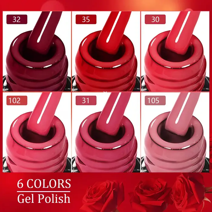Kit de démarrage de vernis gel GAVY 6 pièces - Ensemble de vernis à ongles permanent brillant, adapté à la manucure DIY, printemps-été