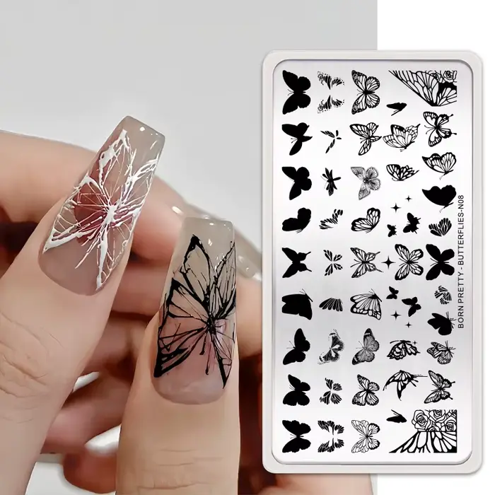 BORN PRETTY – modèles de Nail Art en dentelle pour mariée, feuilles de fleurs papillon, plaques d'es