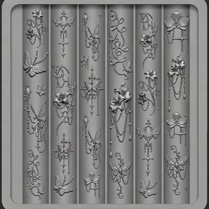 Moule en silicone pour nail art avec motifs vintage baroques