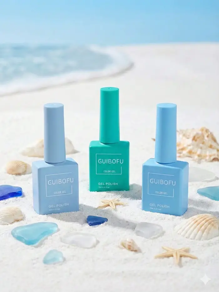 Lot de 3 vernis gel bleu vert pâle 15 ml