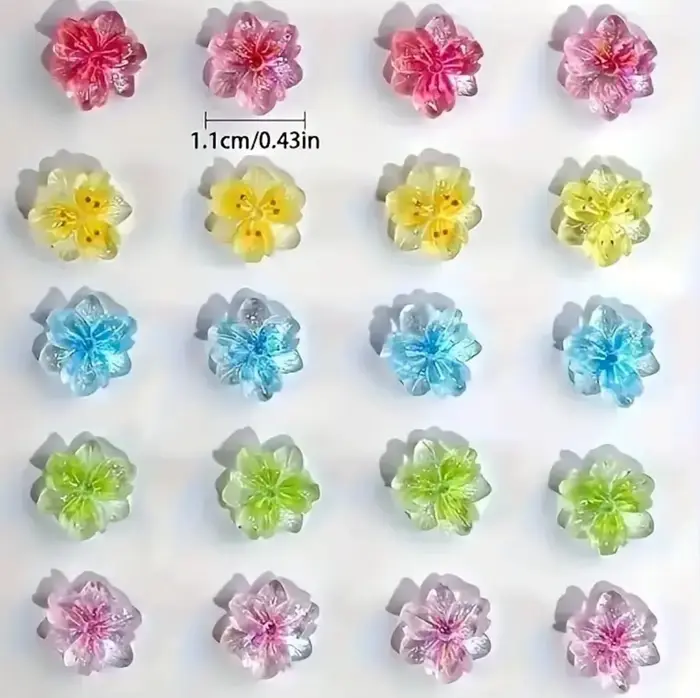 50 pièces/lot 3D mélange dégradé fleur cerisier fleurs ongles breloques coloré été doux Gel cerise Nail Art résine