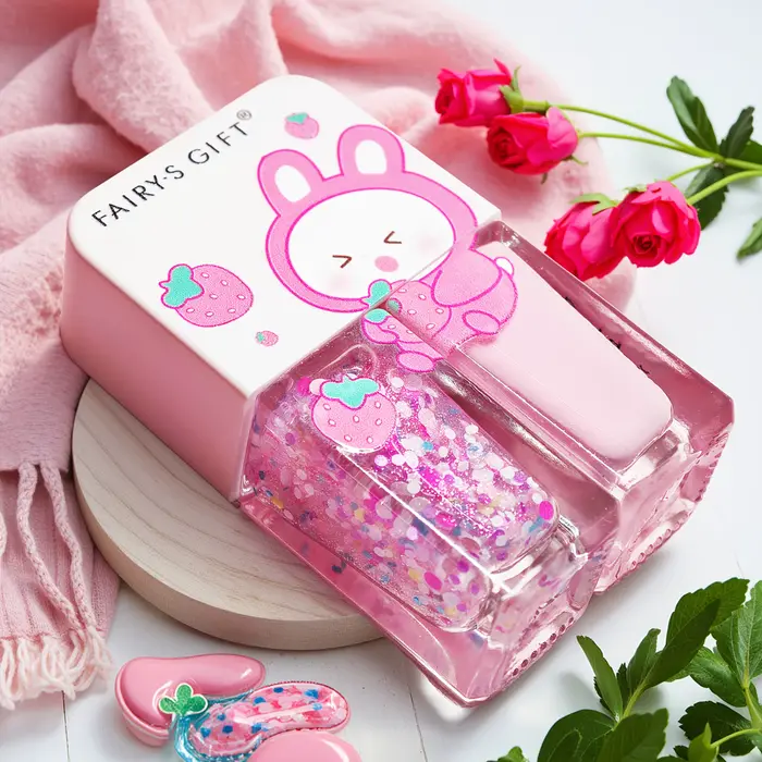 S02 fraise lapin ballo ensemble de 2 bouteilles vernis à ongles sans cuisson séchage rapide longue durée pelable à base