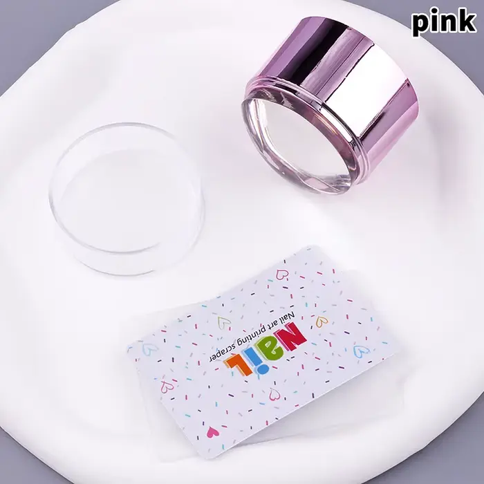 Tampon pour Nail Art français avec un grattoir à ongles, tête transparente en Silicone, modèle d'est