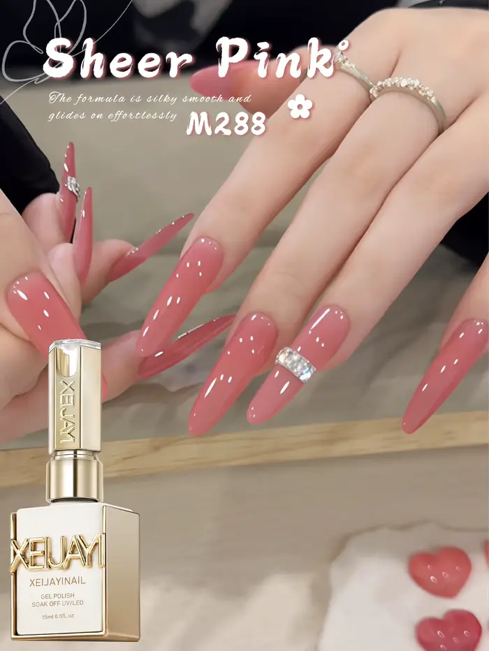 XEIJAYI 15ML 1pc Vernis à ongles gel rose transparent