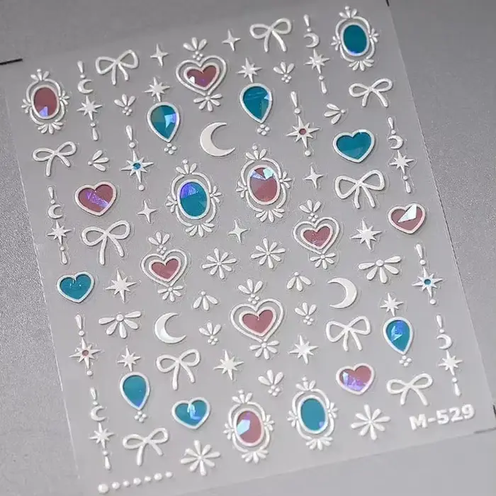 Oeil de chat 5D dégradé européen amour coeur gemme aile cristal géométrique coloré auto-adhésif Nail