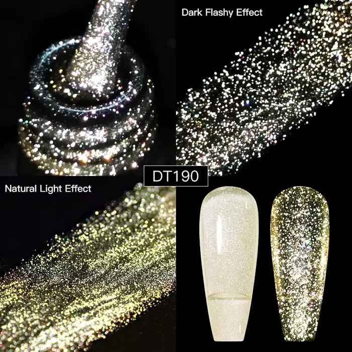Vernis à ongles en gel réfléchissant à paillettes, vernis semi-permanent foncé et flashy, vernis UV 