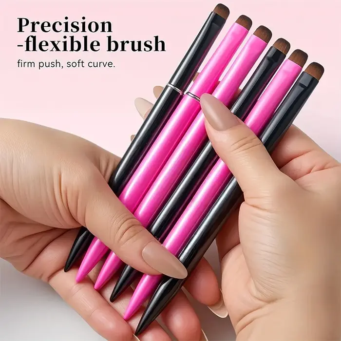 Nouveau pinceau à ongles français 3 en 1, avec tête de brosse multifonction - Pinceau à ongles fin, adapté aux ongles en gel et en acrylique, nettoyage précis