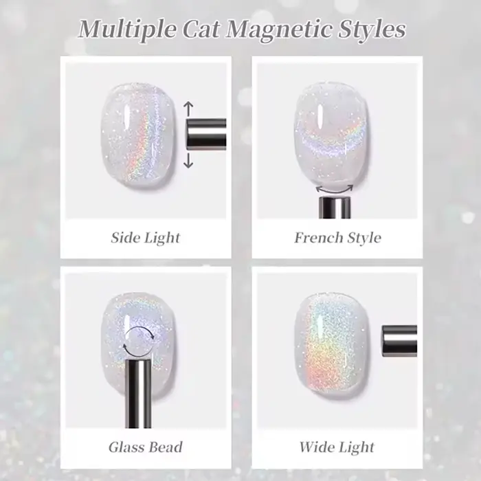 TC 10ml Nouveau Modèle 2026 Vernis Gel Magnétique Effet Œil de Chat Holographique Pailleté Blanc Réfléchissant Galactique Soak Off UV LED pour Nail Art