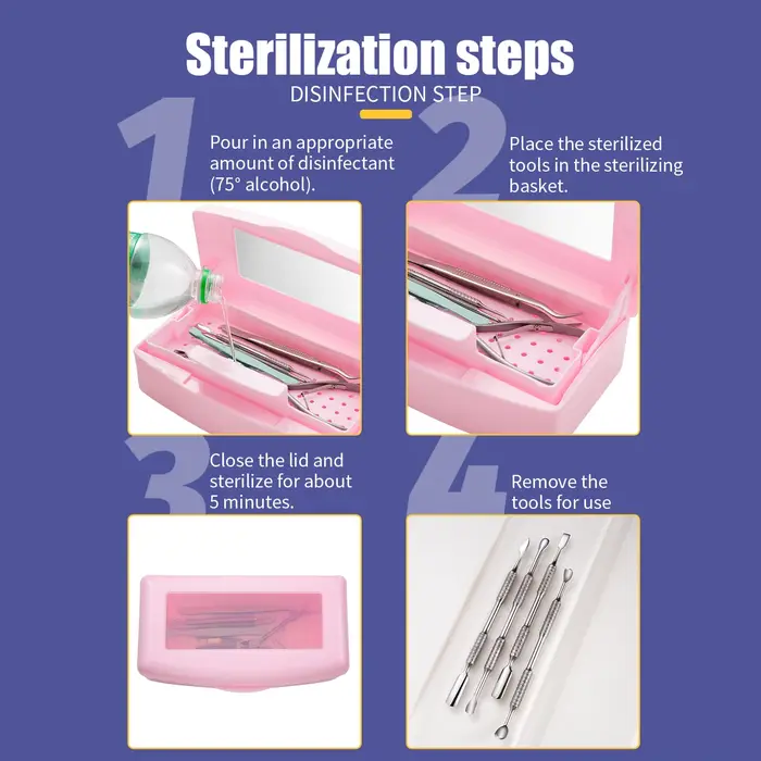 Outils de manucure, plateau de stérilisation pour outil de beauté, outils pour ongles, boîte de dési