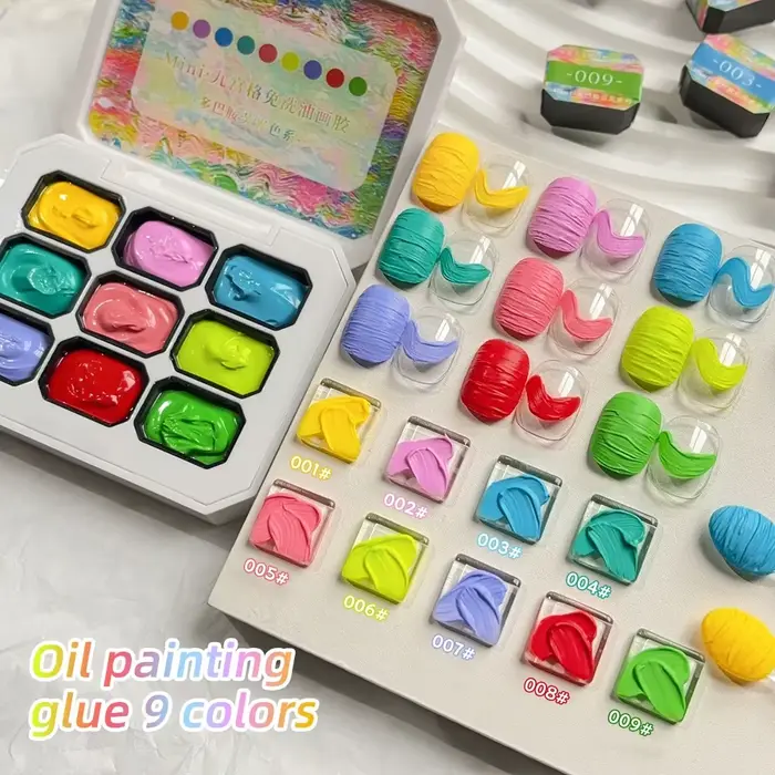 Dopamine Fluorescence peinture à l'huile colle 9 couleurs ensemble manucure Art décorer Design bricolage haute Saturation peint sculpté Nail Art