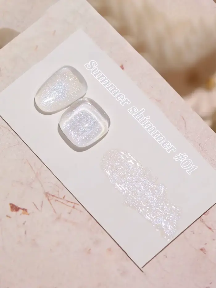 MIANEL 12ML Vernis à ongles gel blanc laiteux à paillettes, haute brillance, paillettes fines effet