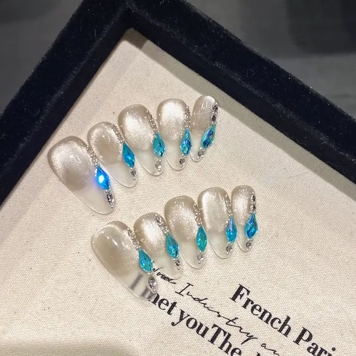 10 pièces brillant fée presse sur les ongles Aurora sirène coquille conception faux ongles patchs po