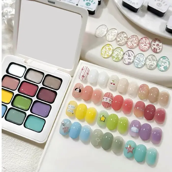 Palette de vernis à ongles solide dégradé 12 couleurs