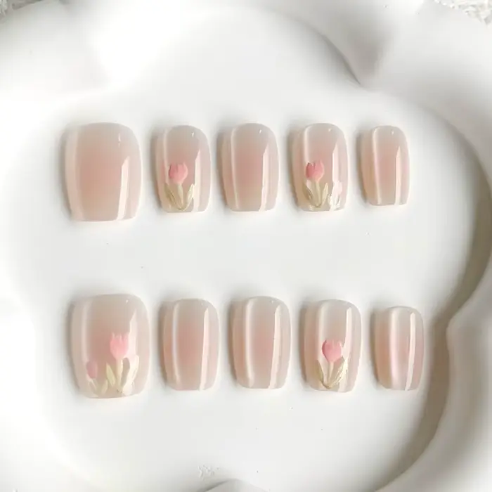 10 pièces de faux ongles à presser pour femmes, style printanier frais et délicat, motif bonbon Dopa