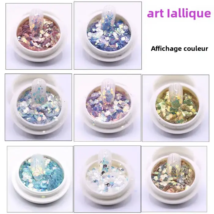 Kit d'art d'ongle sirène 3D avec paillettes hexagonales