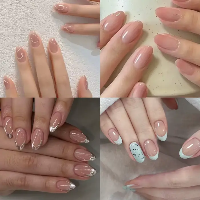 150 pièces dégradé nu court amande faux ongles XS/S/M taille brillant couverture complète presse