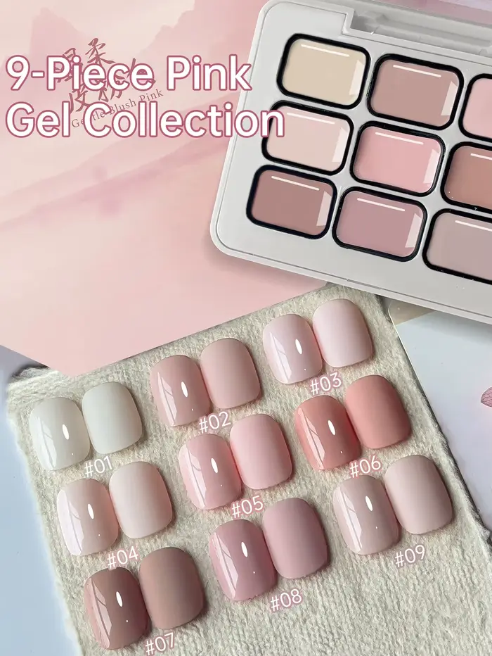 Gel semi-solide rose 9 couleurs, haute saturation, populaire, pour salon de manucure, application fa