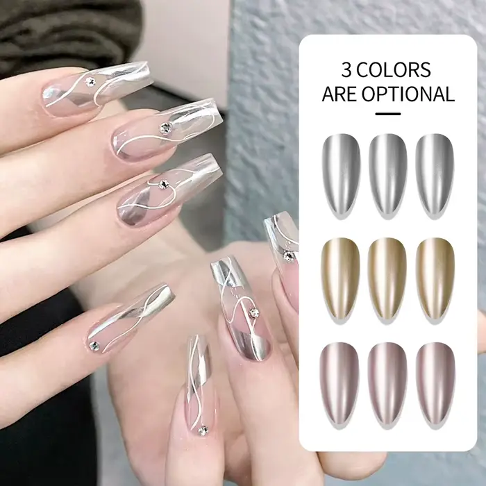 1PC Vernis à ongles effet miroir métallique or/argent/or rose