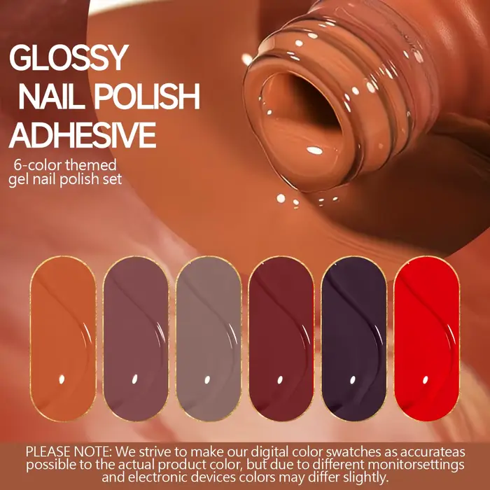Ensemble de vernis à ongles vintage rouge-brun 6 couleurs