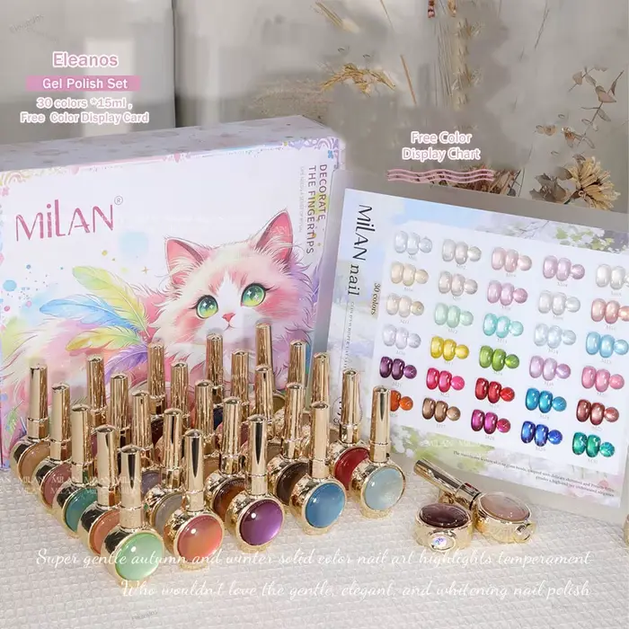 Eleanos HighEnd – Kit de vernis gel magnétique œil de chat 30 pièces 15 ml avec nuancier et différen