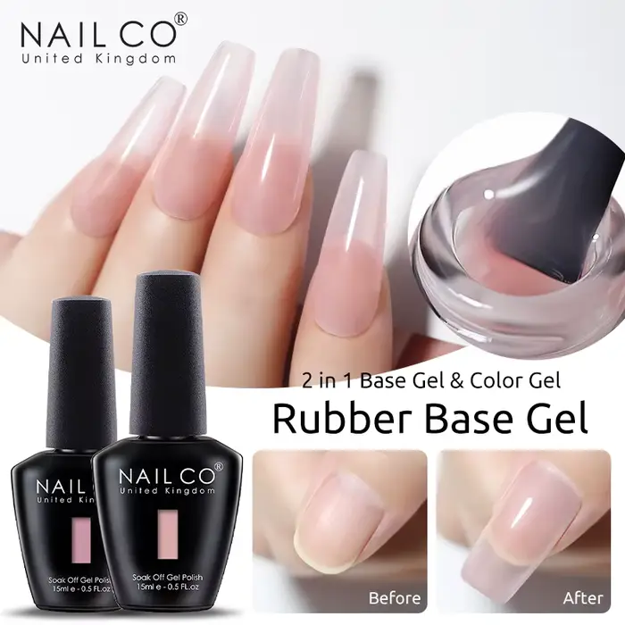 15ml 2 en 1 Gel de Base en caoutchouc sans lingette couche de finition couleur Gel vernis à ongles Transparent bâtiment