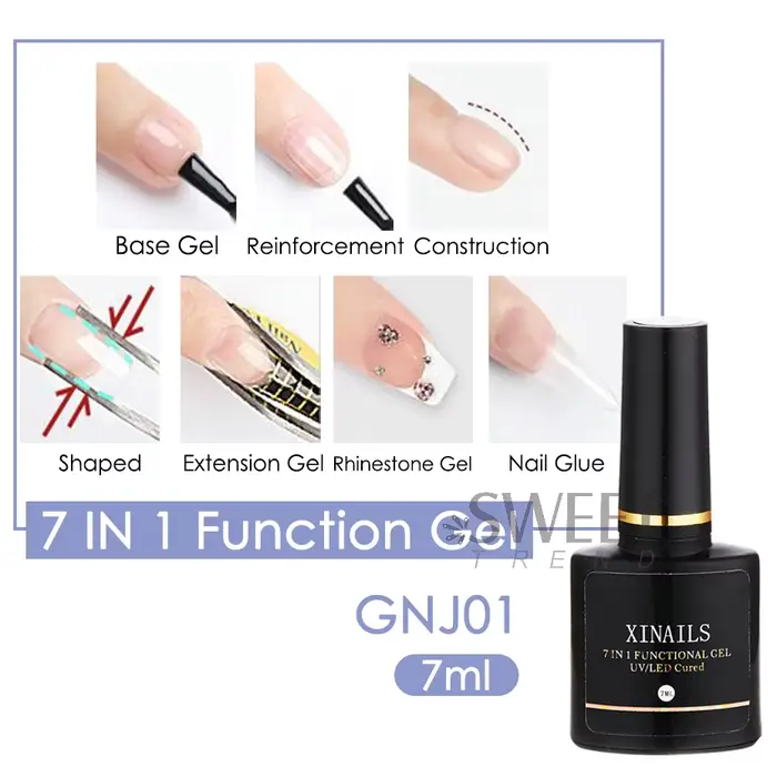 Fonction de renfort des ongles 7 en 1, colle à tremper, vernis UV, épaisseur transparente, faux cons