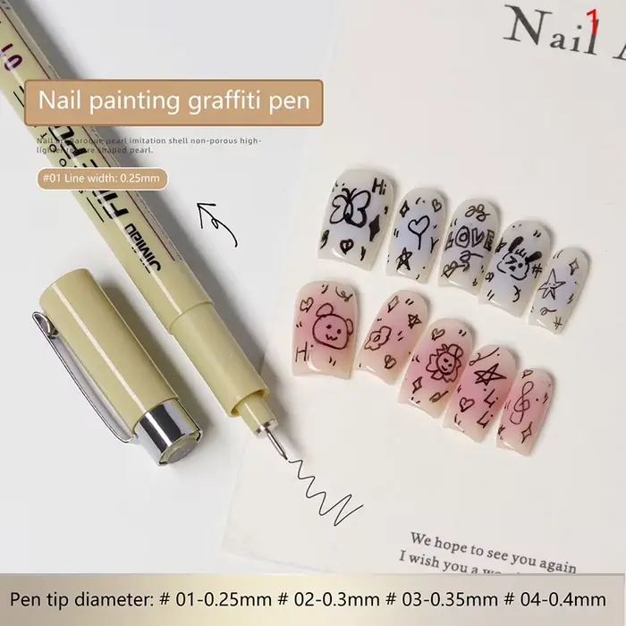 Stylo de dessin pour nail art, gel de peinture, résistant à l'eau, pour traçage de lignes et détails