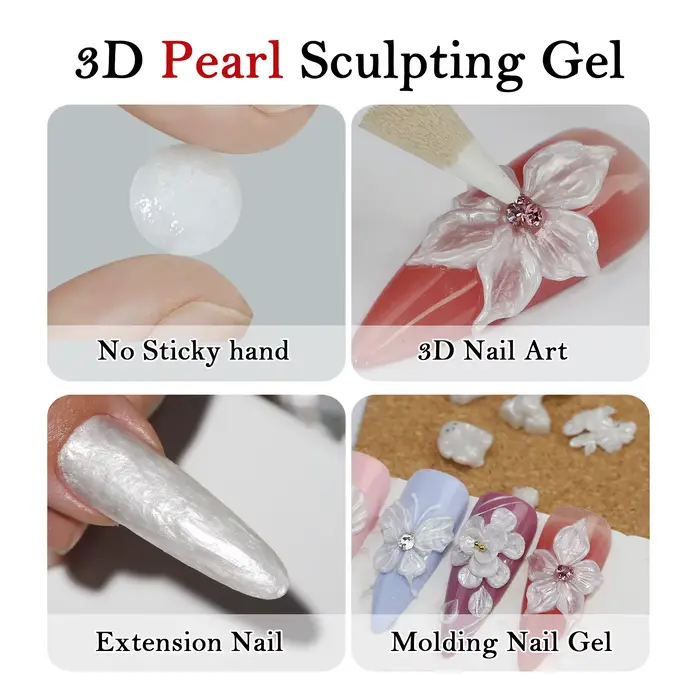1/2 pièces Gel solide blanc nacré satiné anti-adhésif sculpté à la main pour modelage 3D