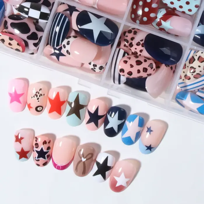 288 pièces (12 mélangés) ongles à huit boules