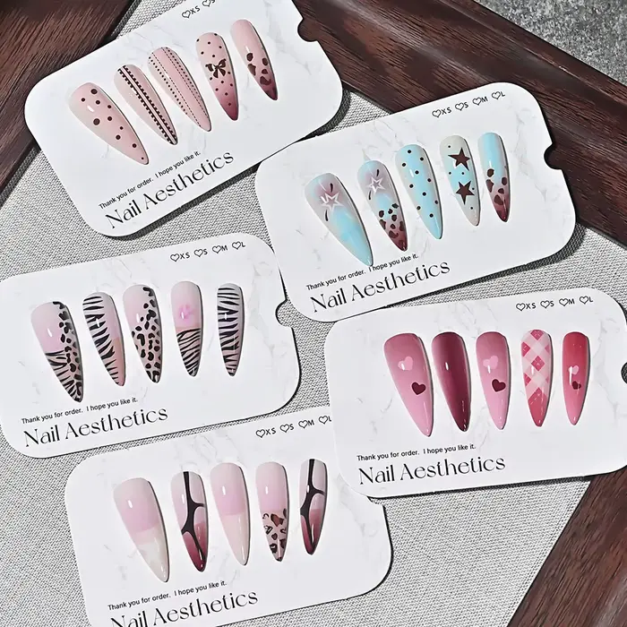 120 faux ongles longs en gel souple à presser