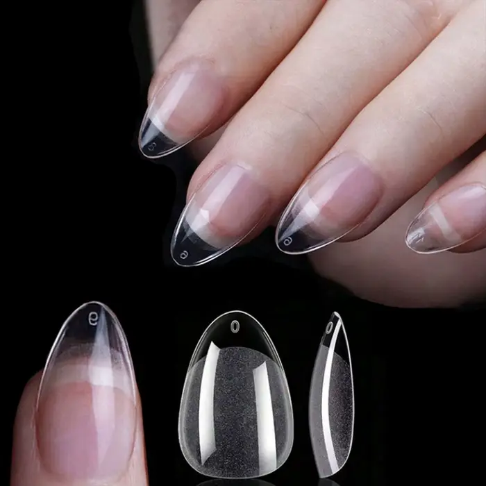 Faux-ongles courts en amande, 120 pièces, embouts souples pour couverture complète, gel X, pré-gravé