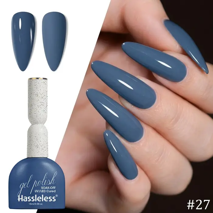 Vernis à ongles gel bleu-gris profond Hassleless 15 ml