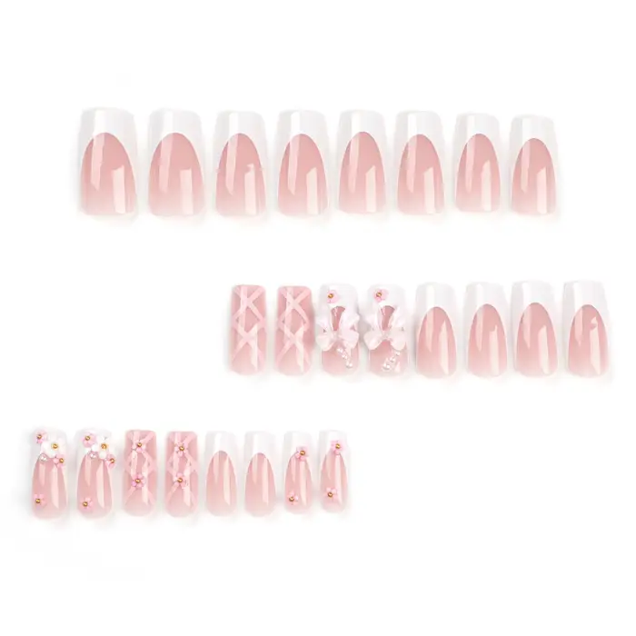 24 faux ongles en forme de cercueil + 1 lime à ongles + 1 gelée