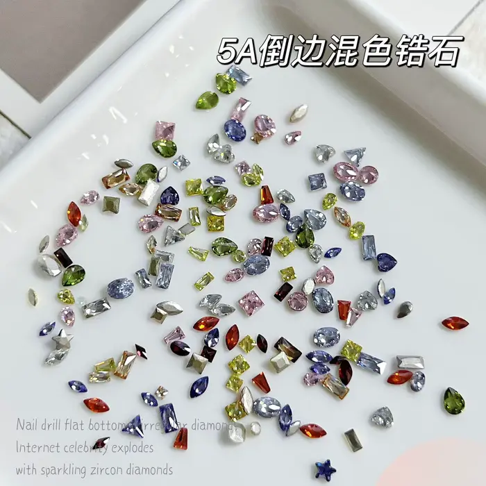 K9 perceuse à ongles Mini 5A Zircon diamant couleur mixte fond plat scintillant bord inversé Zircon 