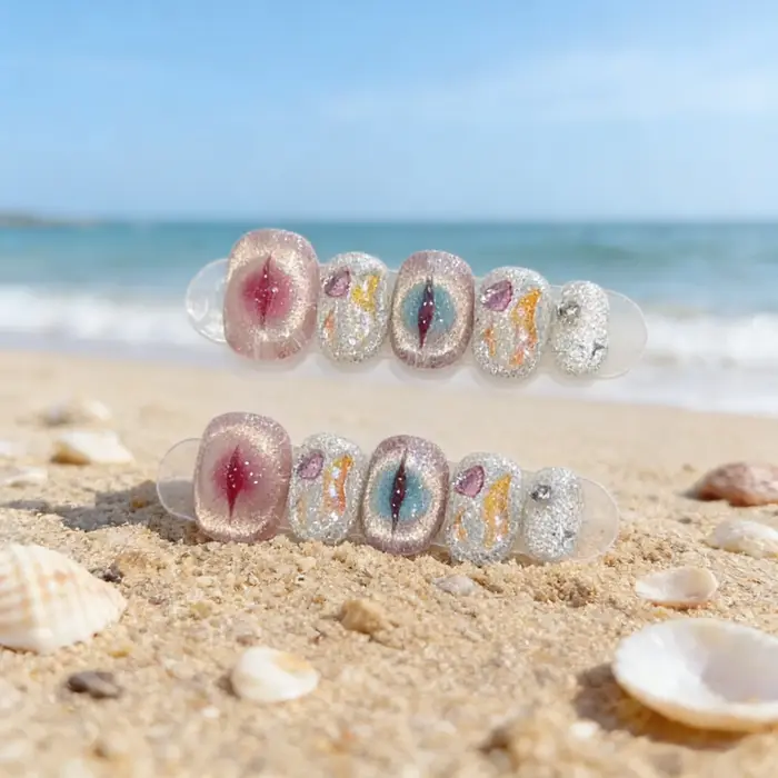 10 faux ongles courts ovales à couverture complète