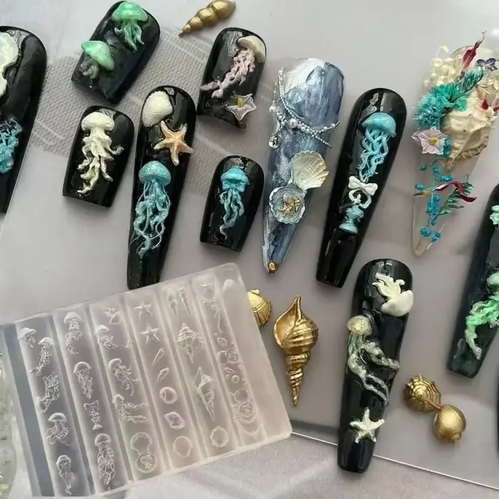 Moule à ongles 3D en Silicone série océan